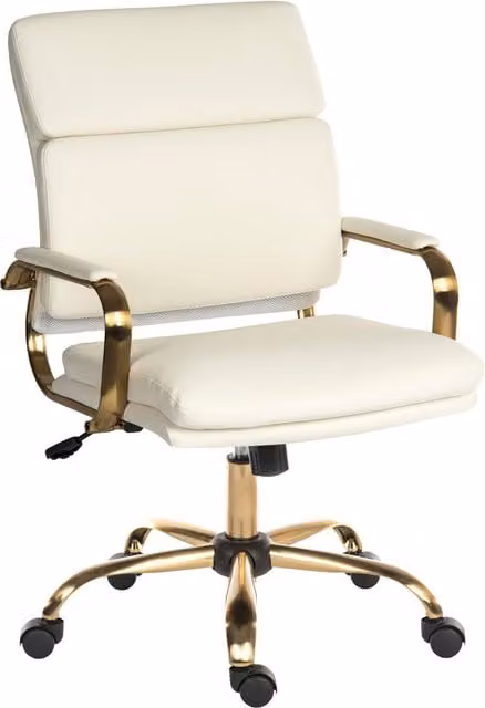 Teknik Vintage Executive Chair in White Synthetic Leather with Headrest for Home Office