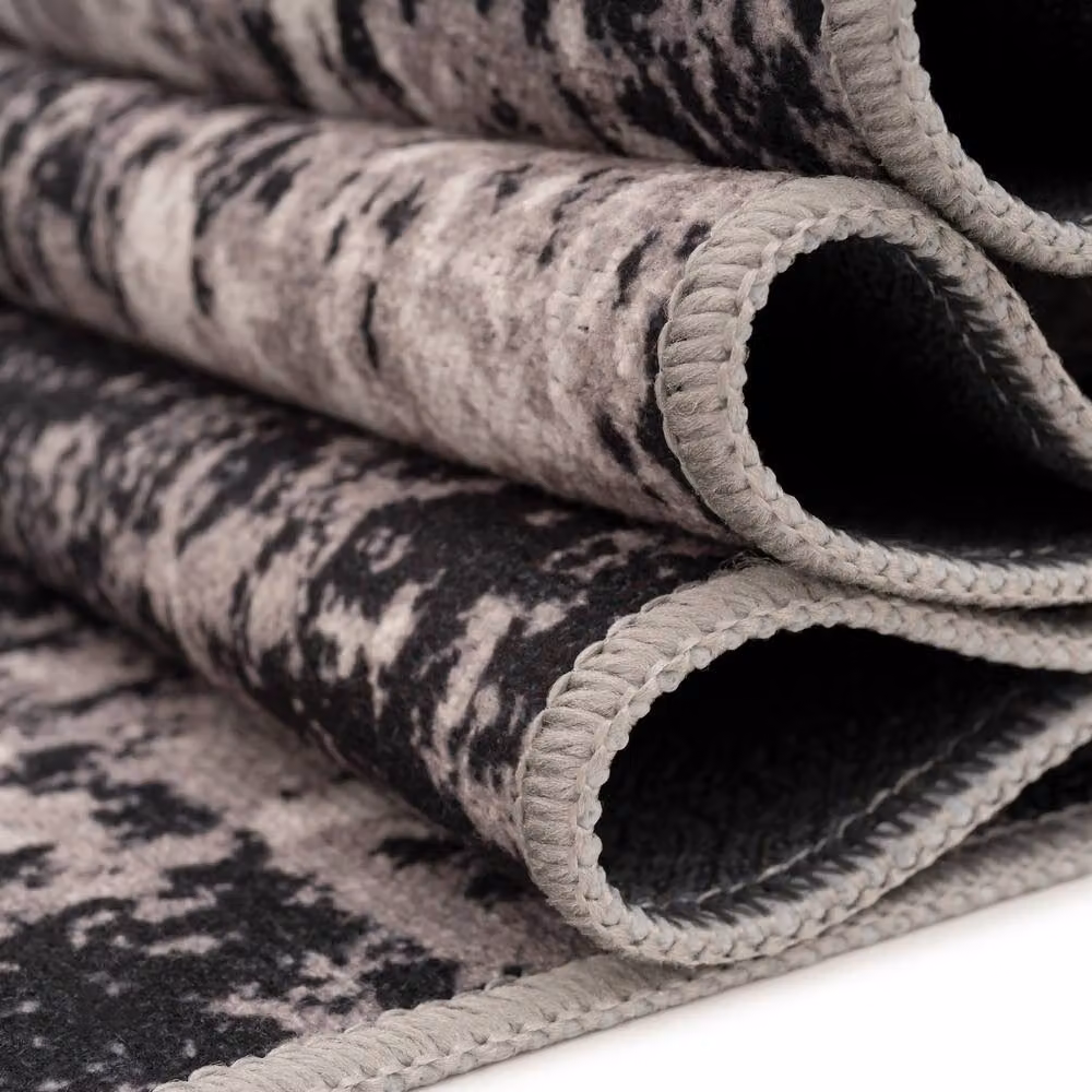 Kukoon Black and White Abstract Soft Chenille Washable Living Room Area Rug, W: 80 cm, L: 300 cm – 7