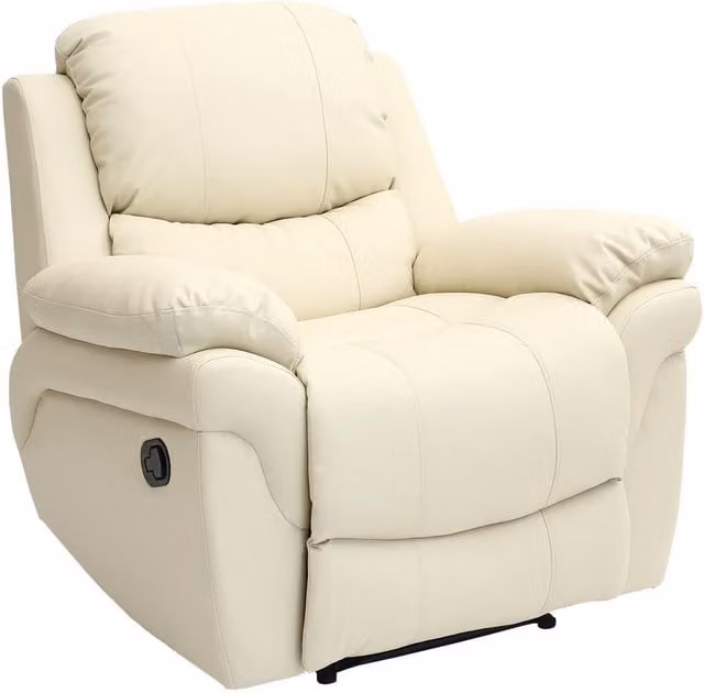 More4Homes Madison Bonded Leather Manual Recliner Armchair in Cream