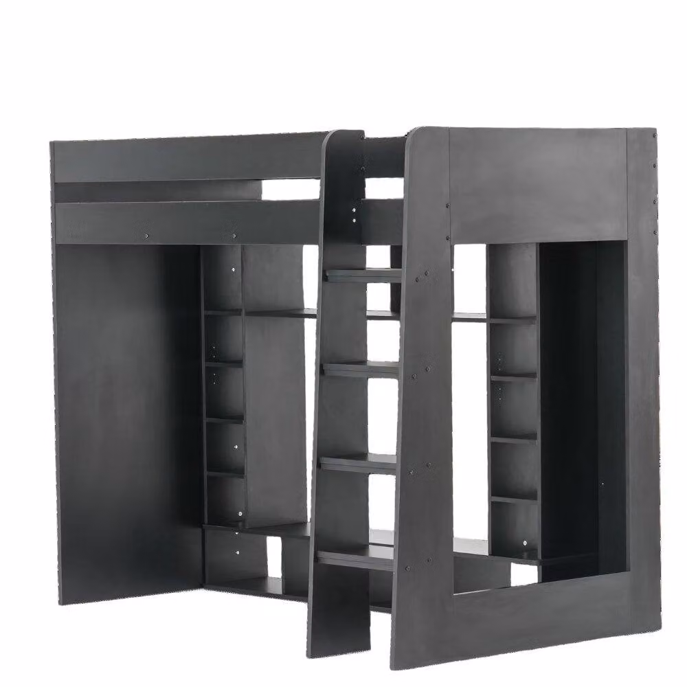 Nöa and Nani Leo Single High Sleeper Cabin Bed with Gaming Den and Storage in Black and Grey – 4