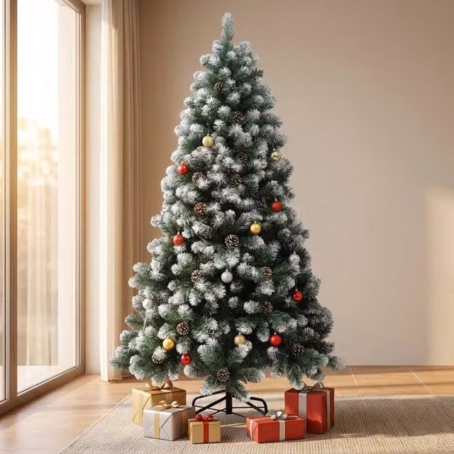 STILVORA Artificial Christmas Tree with Snow-Dipped Branches in Green and White, Height: 180 cm – 1