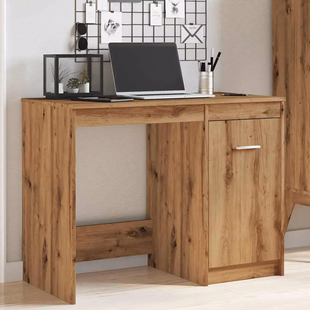 Berkfield Artisan Oak Writing Desk in Brown, W/D/H: 100 x 50 x 76 cm – 2
