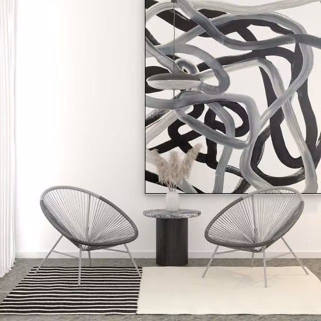 CosmoLiving Avo XL Lounge Chairs 2-Pack with Armrests in Black, White and Grey