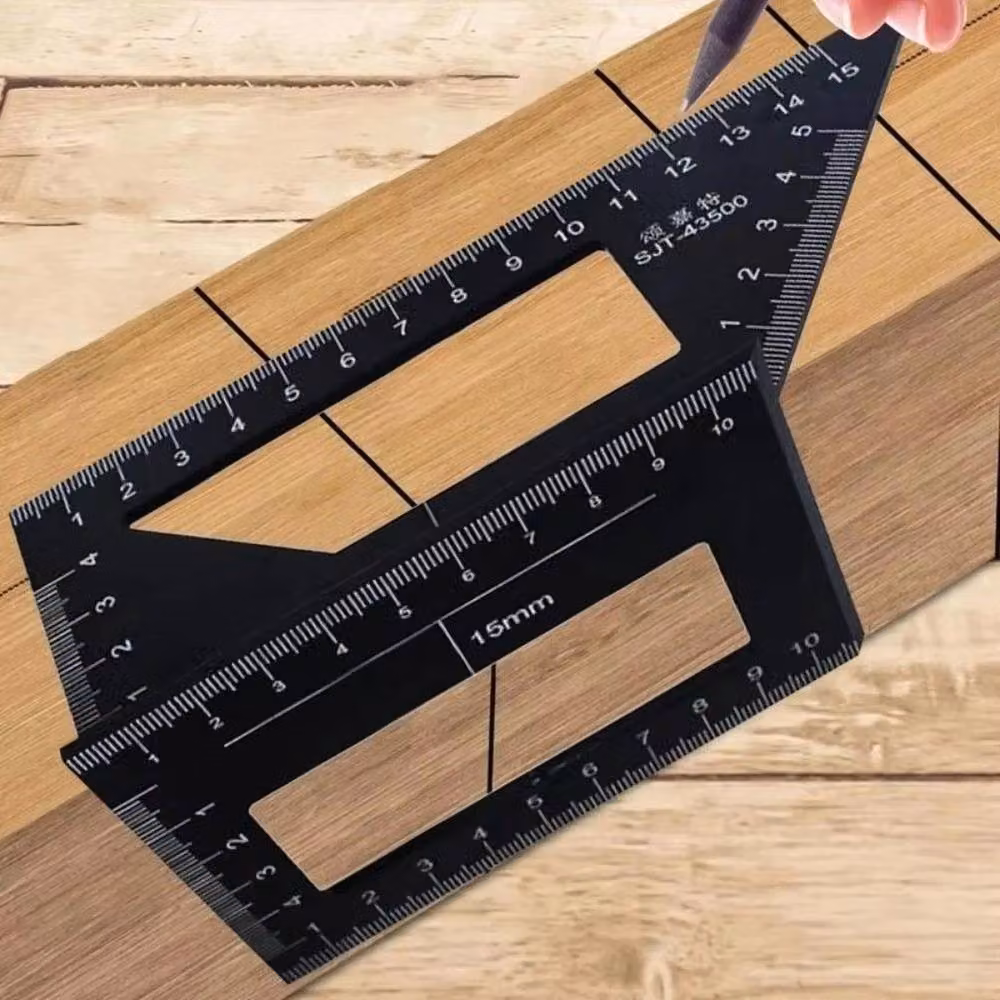 FLAVORA Black Aluminum Alloy 45/90 Degree Angle Square Woodworking Ruler, W: 1000 cm, H: 52 cm – 2