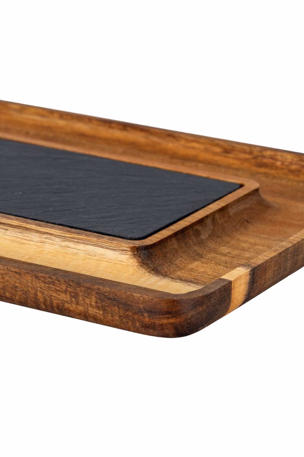 KDMD Acacia and Slate Rectangular Serving Tray with Chalk Label Insert in Brown – 3