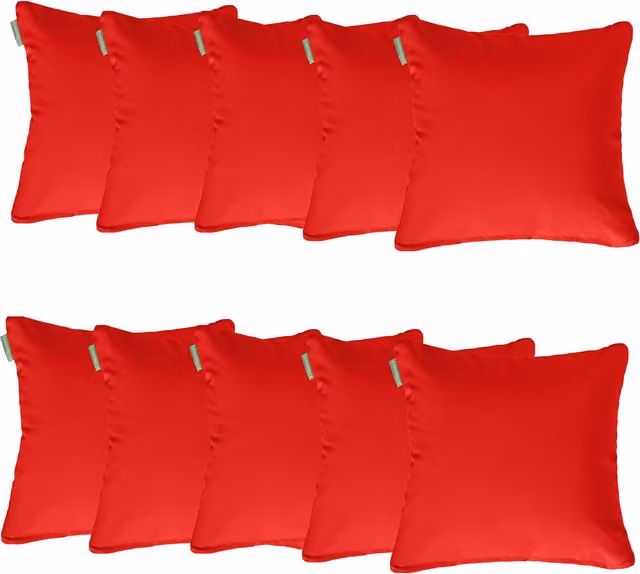 Gardenista Red Plain Square Outdoor Scatter Cushions, Pack of 10