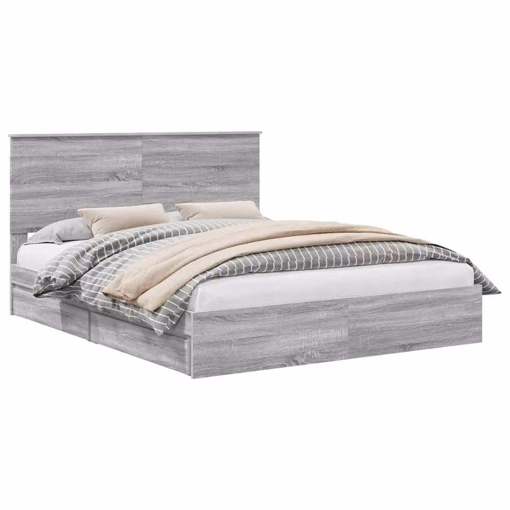 Berkfield Home Grey Sonoma Storage Bed with Drawers, W/D/H: 160 x 200 cm, Engineered Wood – 2