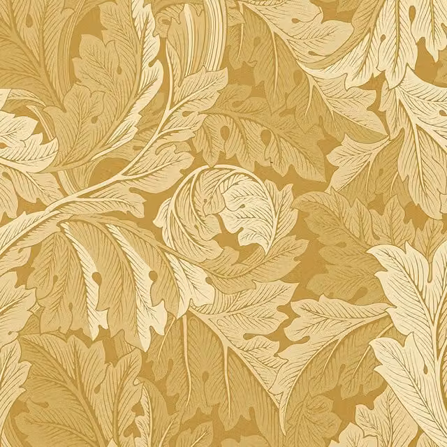 William Morris Acanthus Jacquard Fabric in Gold and Yellow