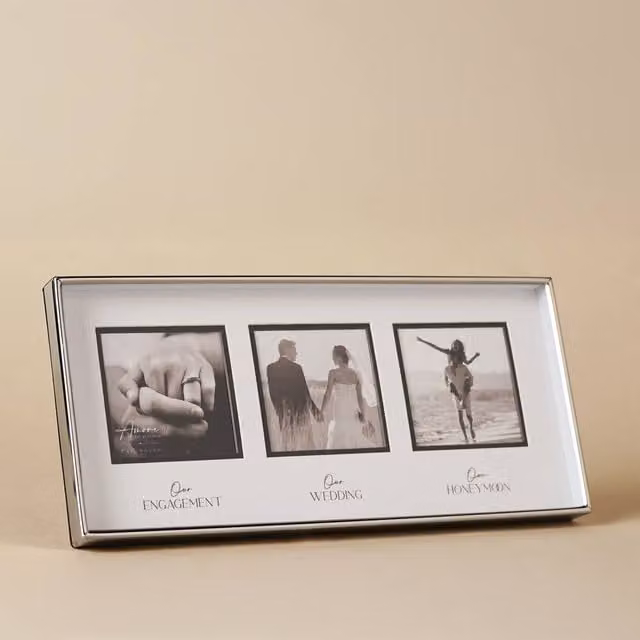 Amore by Juliana Triple Metallic Silver Metal Photo Frame for Wedding and Anniversary Gifts – 1