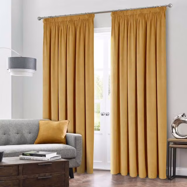 Terrys Montreal Gold Thermal Velvet Blackout Pencil Pleat Curtains