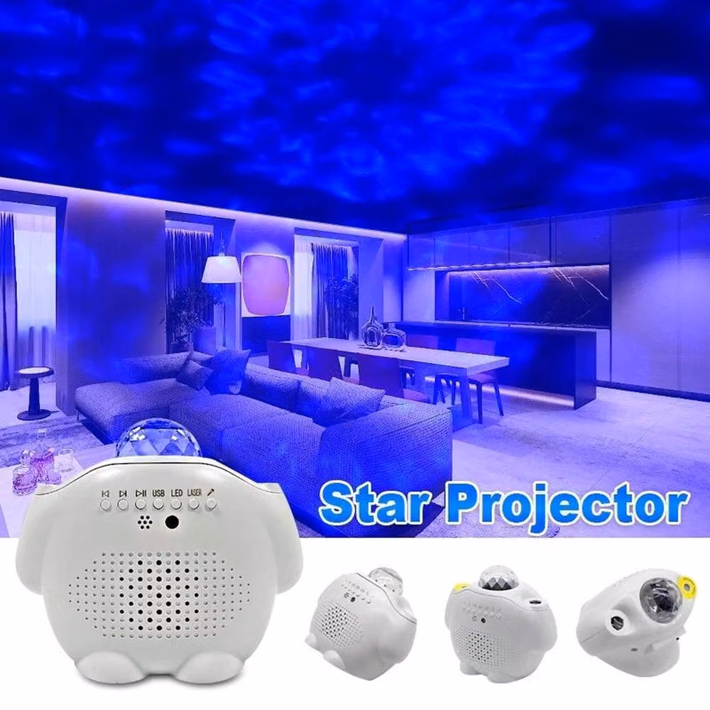 VOGREX White LED Ceiling Projector Light with Starry Night, Ocean Wave and Space Music Effects – 5