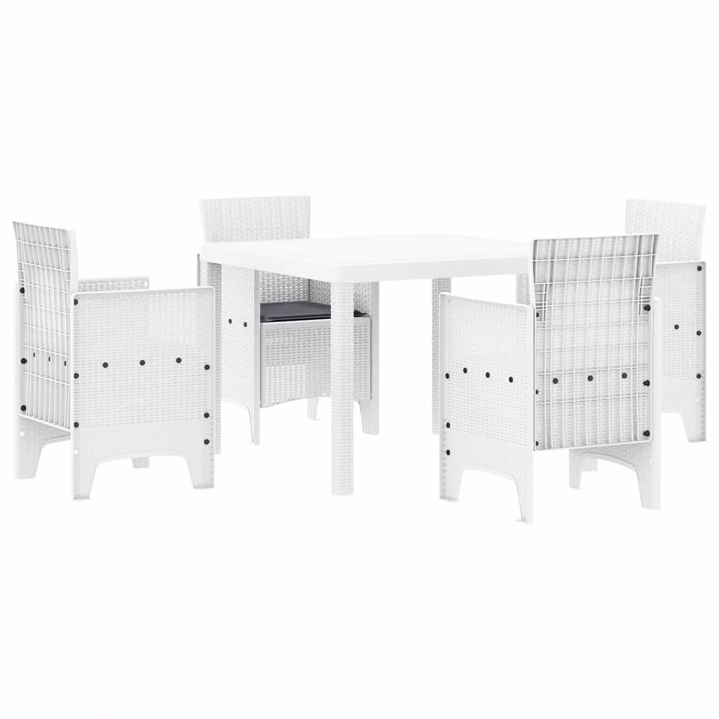 Berkfield Home 5 Piece White Poly Rattan Garden Dining Set with Cushions – 2
