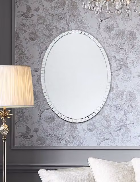 Laura Ashley Marcella Oval Glass Wall Mirror in Silver