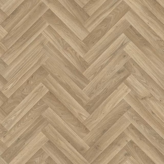 Komscape Brown and Red Herringbone Wood Look Vinyl Sheet Flooring