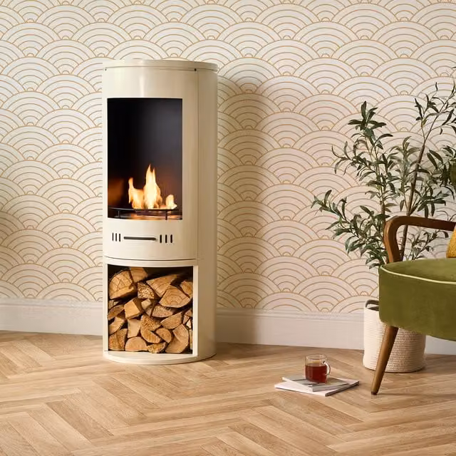 Sureflame Barilo Free Standing Bio Ethanol Floor Stove in Beige