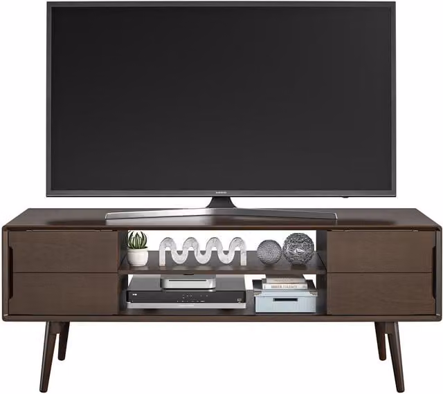 Novogratz Modern TV Stand in Walnut Brown and Black Matt Finish