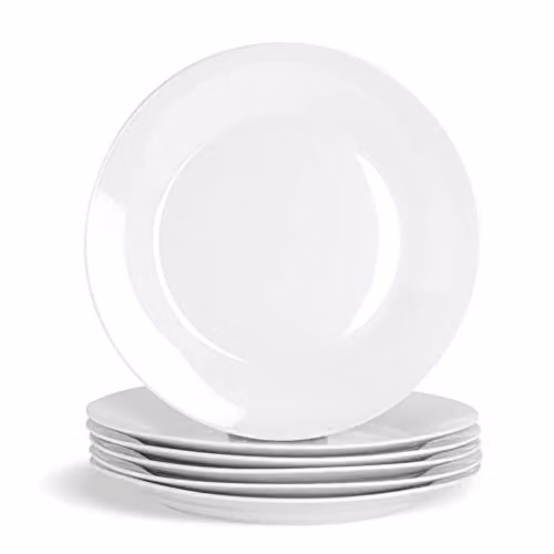 Argon Tableware 6-Piece Classic White Porcelain Dinner Plate Set, Diameter: 27 cm – 1