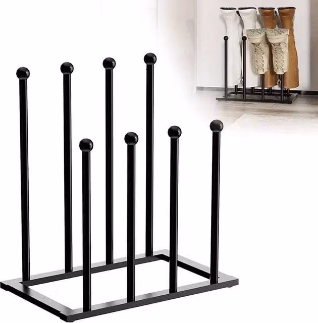 Kelvenix Black Metal Wellington Boot Shoe Rack for 4 Pairs – 1