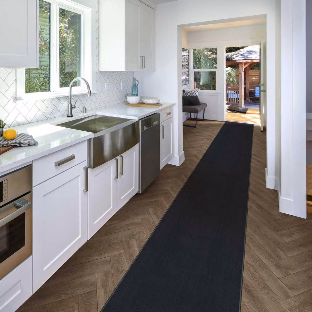 runrug Plain Dark Grey Hallway Carpet Runner W/D/H: 70 x 240 cm – 4