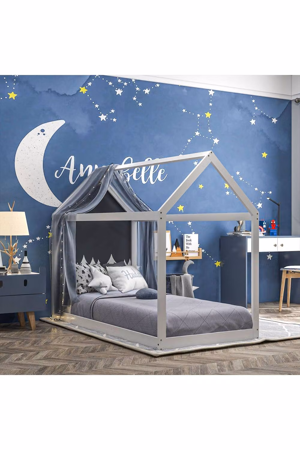ERGOVEXA White Lacquered Solid Pine Single Bed Frame for Children, W/D/H: 90 x 190 x 120 cm – 2