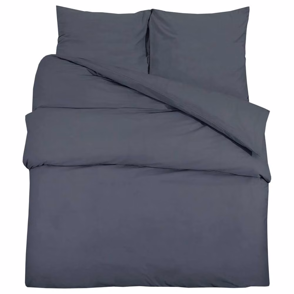 Berkfield Home Elegant Cotton Duvet Cover and Pillowcase Set in Anthracite, W/D/H: 140 x 200 cm – 2