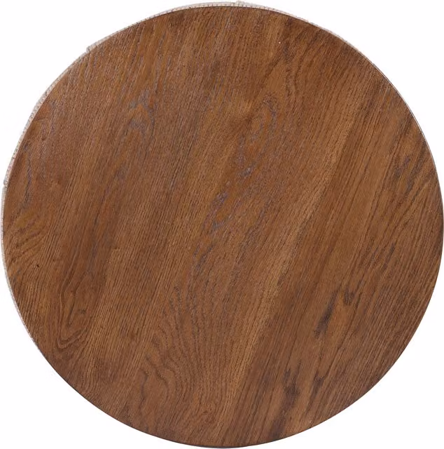Elm Home And Garden Round Woven Rope Side Table with Solid Oak Wood Top in Beige and Brown