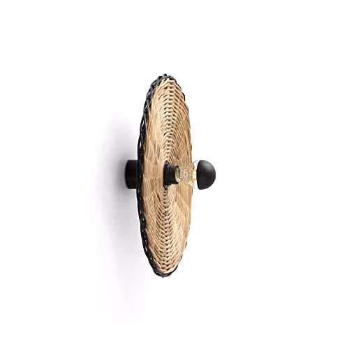 Netlighting Costas 400 Black Rattan Wall and Ceiling Lamp, H 70 cm