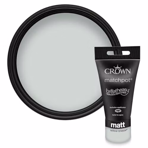 Crown Walls & Ceilings Grey Matt Water Based Paint Tester Pot 40ml – 1