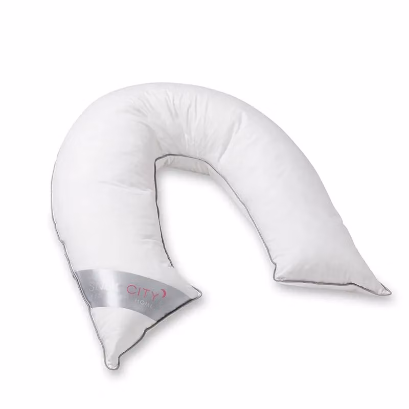 Snug City V Shape Duck Feather and Down Luxury Pillow with 100% Cotton Cover in White – 2