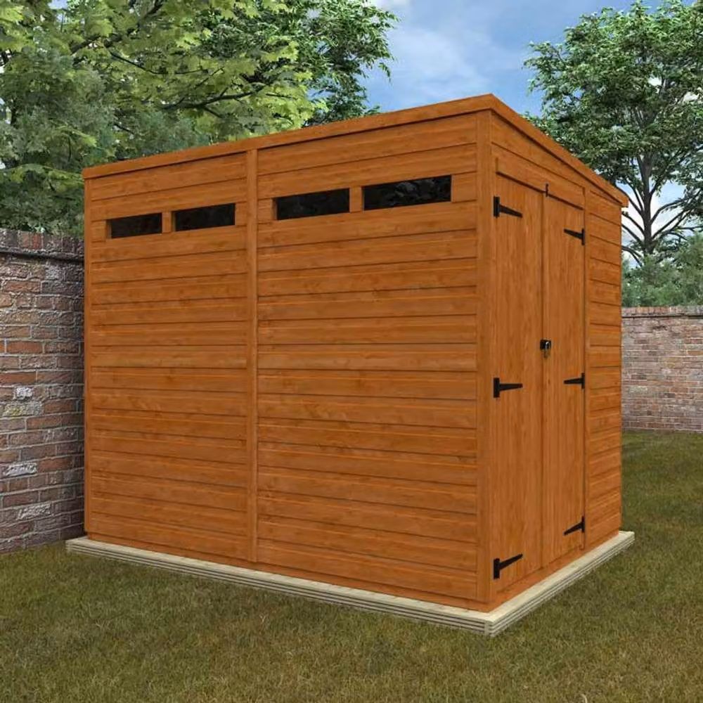 Buttercup Farm 8x6 Flex Pent Security Double Door Wooden Storage Shed in Burnt Orange, L238.8 x W175 x H203 cm – 2