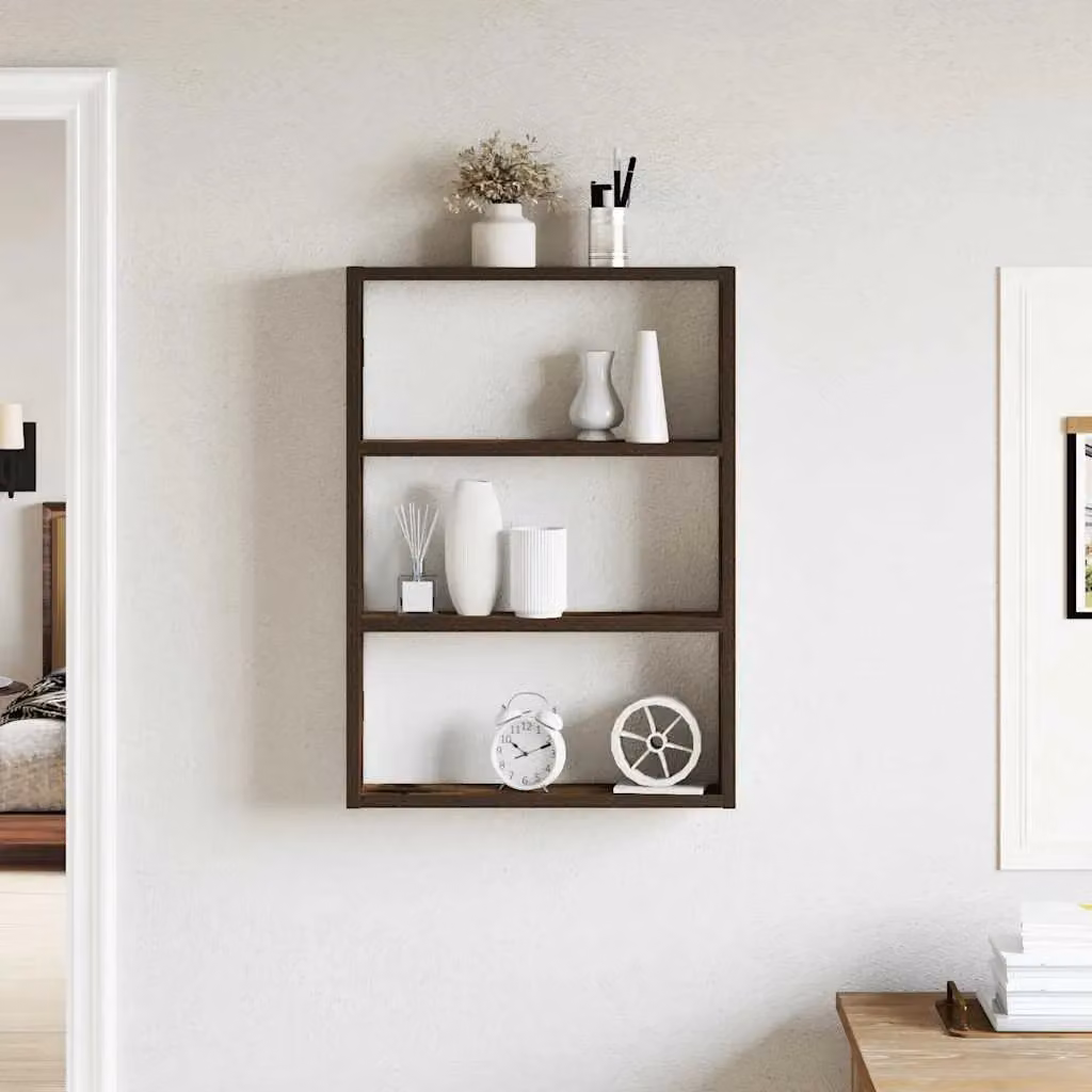 Berkfield Home Wall Mounted Smoked Oak Shelf in Brown, W/D/H: 60 x 43 x 9 cm – 3