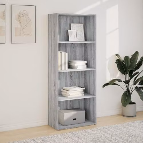 vidaXL Modern Grey Sonoma Bookcase in Engineered Wood W/D/H: 60 x 30 x 152 cm – 2