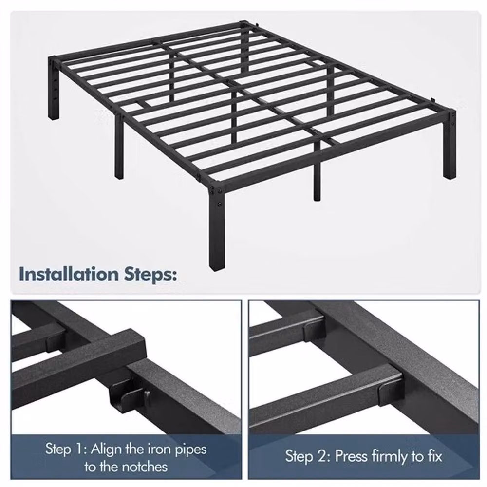 PAWNORA Metal Platform Bed Frame in Black, W/D/H: 135 x 190 x 41 cm – 2