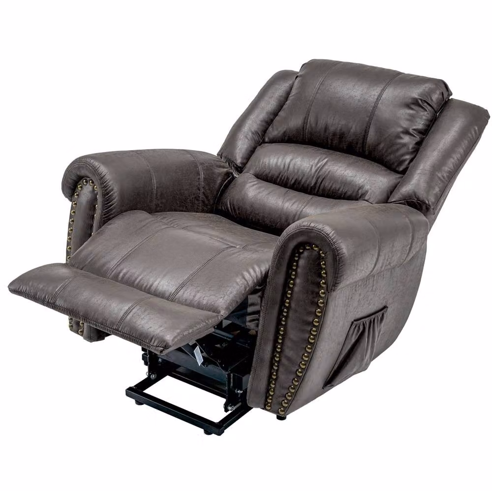STILVORA Grey Synthetic Leather Power Lift Recliner Chair with Massage, Heat and USB – 3