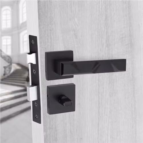 Golden Grace Nova Bathroom Door Handle Set in Matt Black – 4