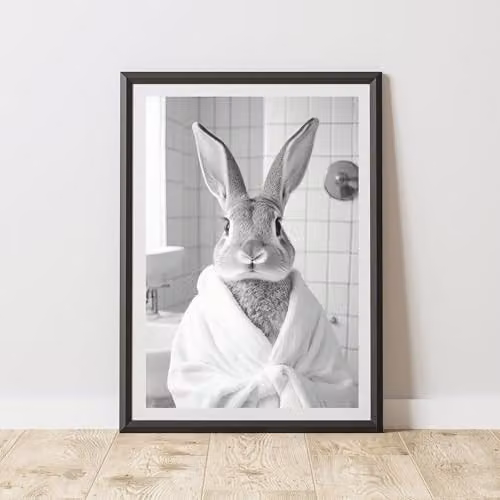 60 Second Makeover Bunny Bathrobe Animal Print Paper Poster, A3