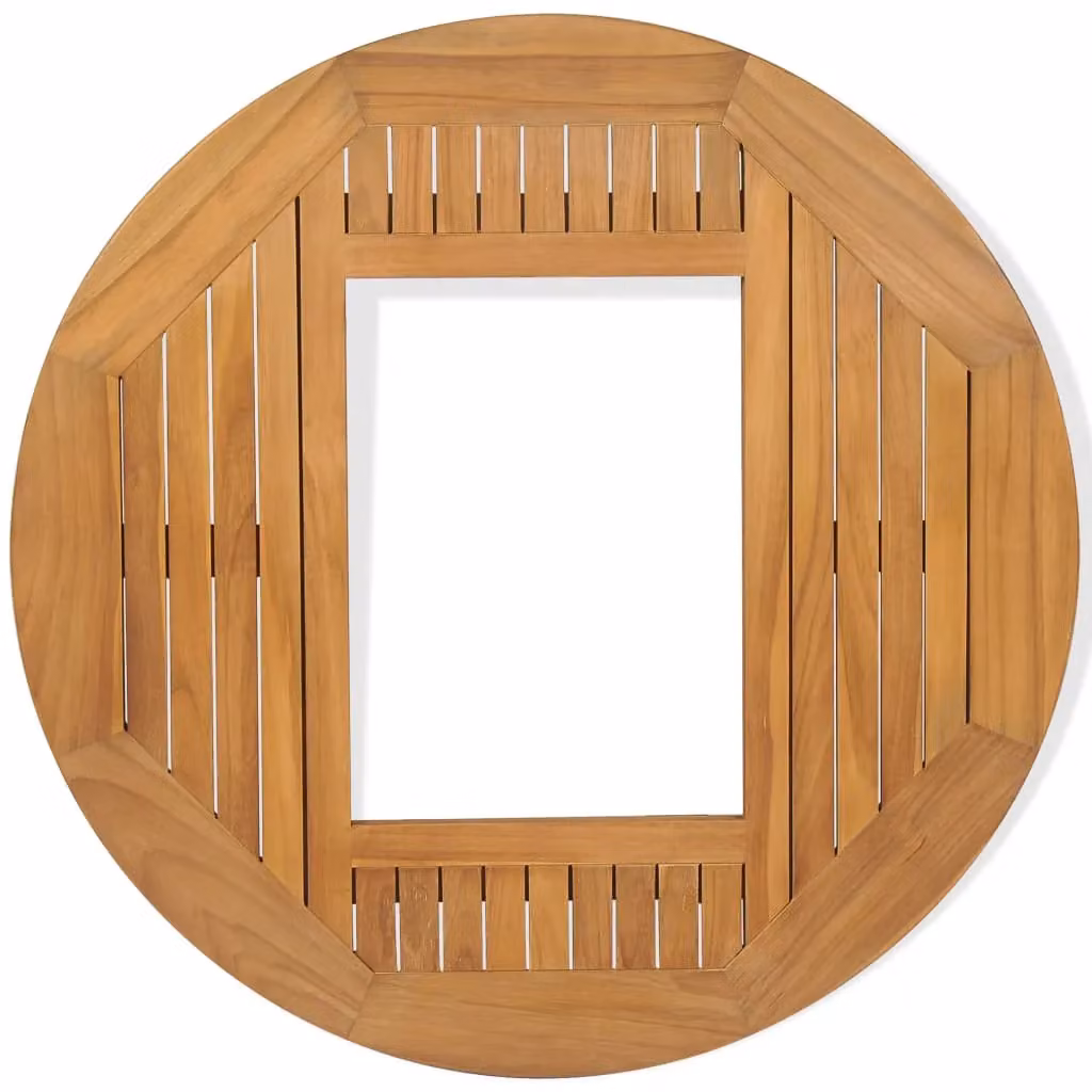 Berkfield Home Beer Crate Tabletop Teak Wood Drop Leaf Table in Brown, Diameter: 70 cm – 3