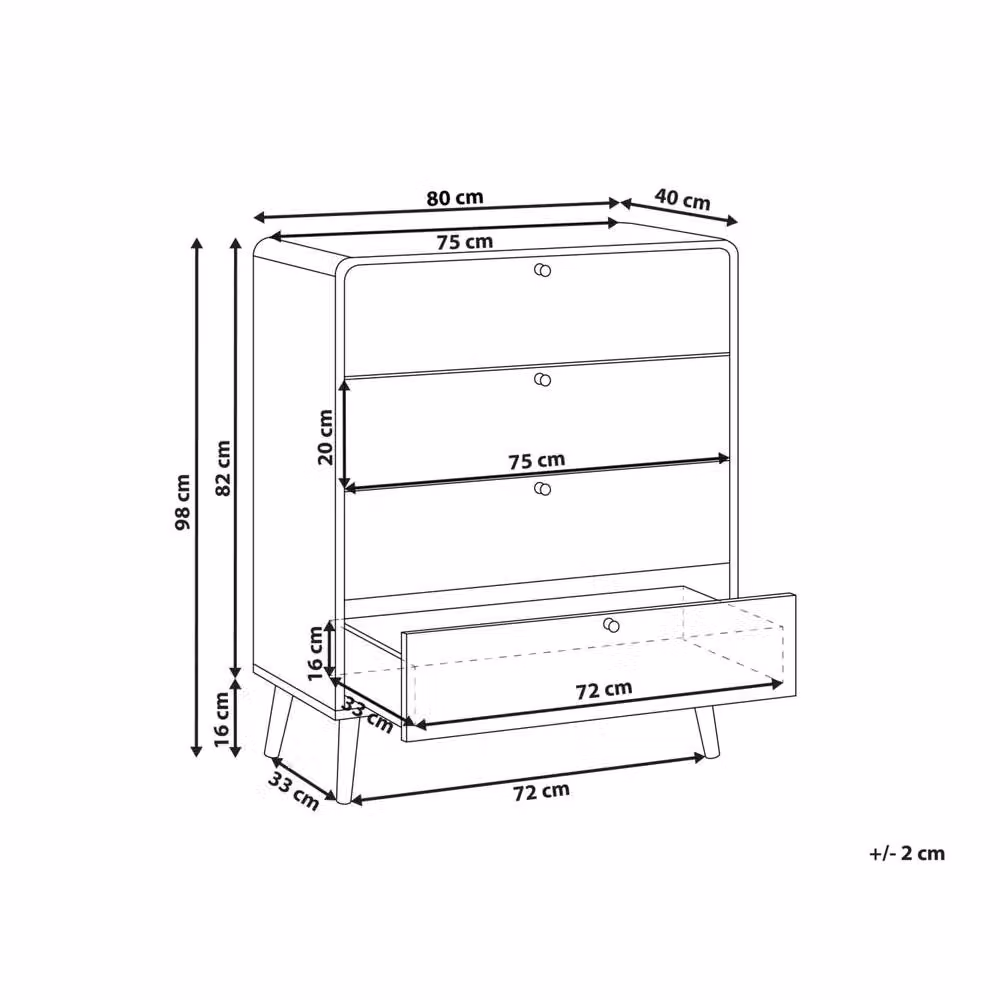 Wyld and Coco Black 4-Drawer Chest with Rattan Front and Pine Legs – 3