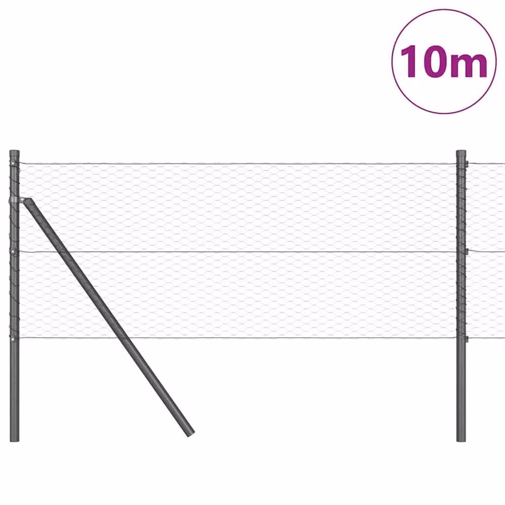 Berkfield Home Hexagon Steel Fence in Grey, W: 0.6 m, L: 10 m – 3
