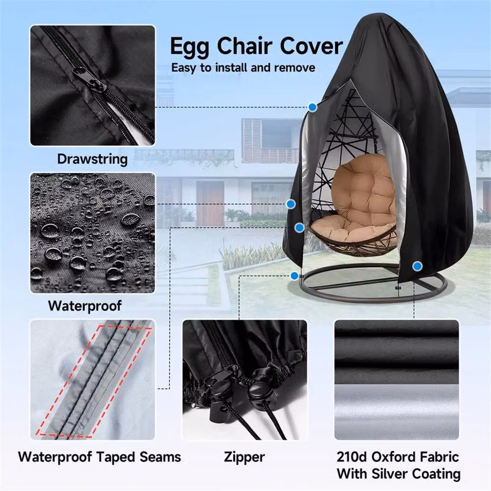 Kelvenix Waterproof Heavy Duty Hanging Egg Chair Cover in Black – 3