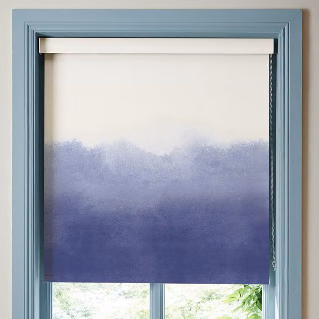 Bluebellgray Made To Measure Floral Blackout Roller Blind in Cornflower Blue and Purple