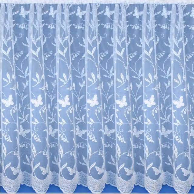 Tyrone Textiles Hawaii Floral Butterfly Net Fabric Panel, White, W: 122 cm, H: 500 cm