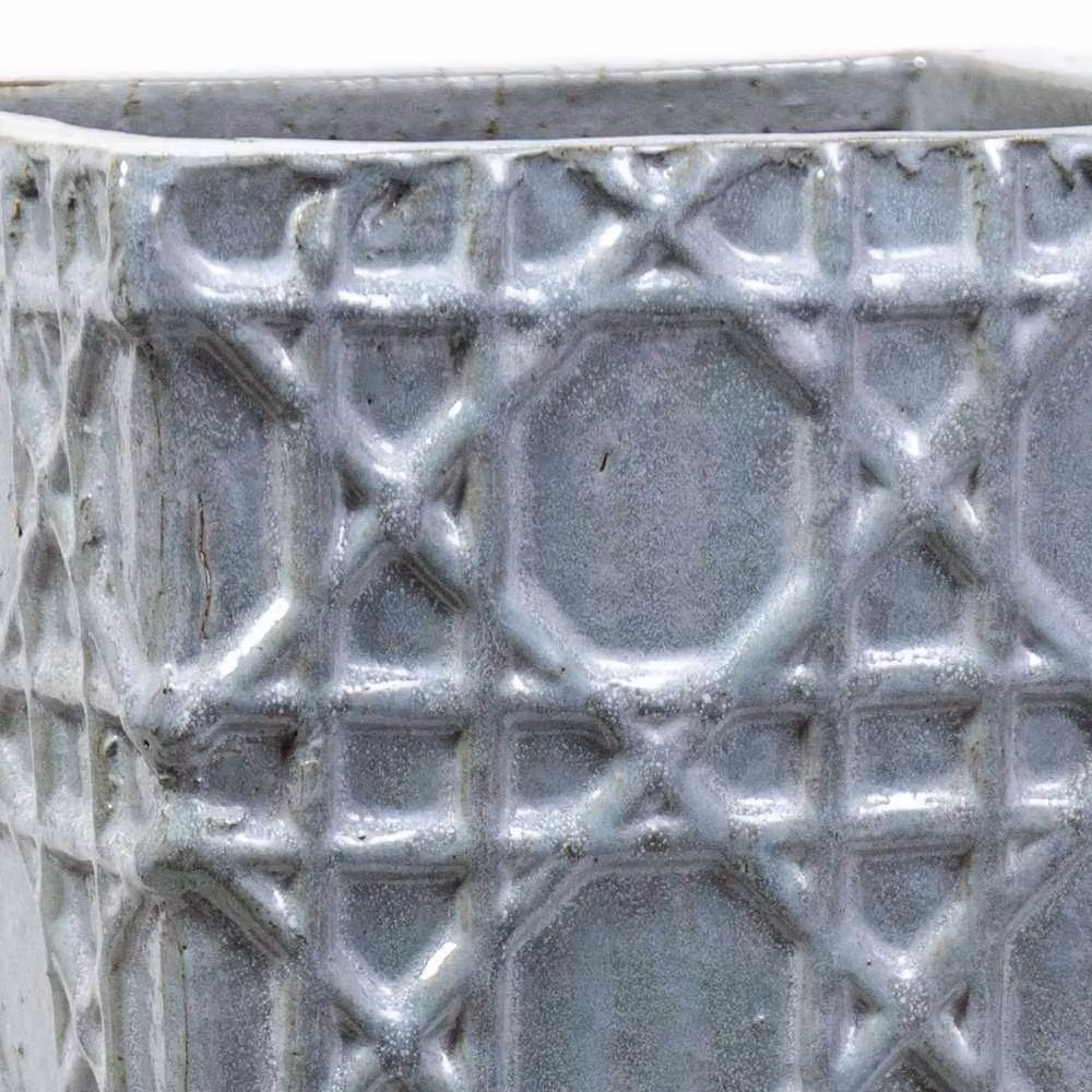 Primrose Thales Geometric Pattern Tall Ceramic Planter, Grey, Height: 75 cm – 2