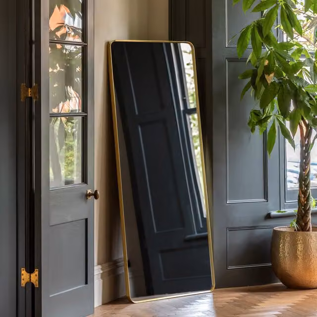 Perch & Parrow Glimpse Modern Rectangular Leaner Mirror in Gold, W: 70 cm, H: 170 cm – 2