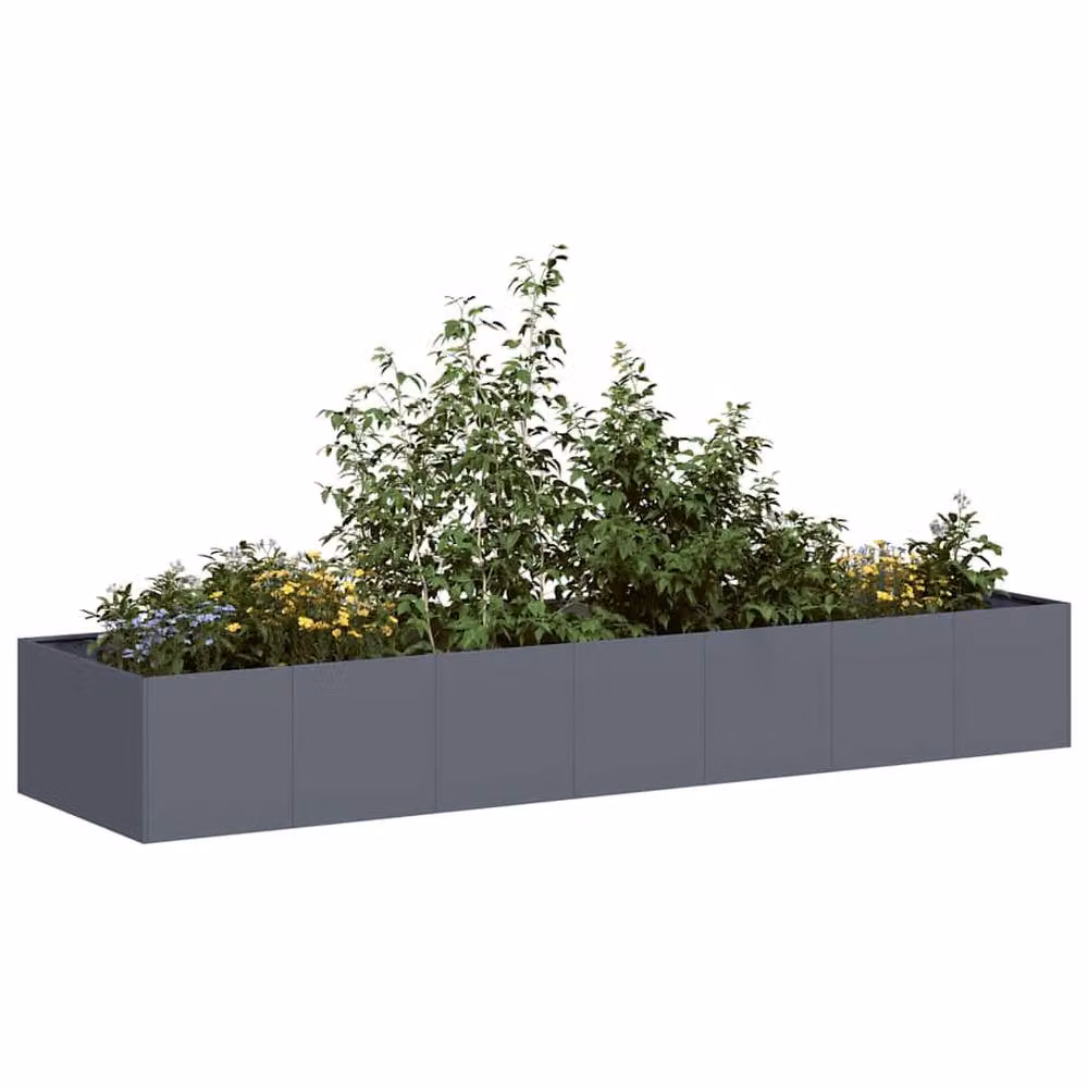 Berkfield Home Steel Planter in Anthracite Grey, W/D/H: 280 x 80 x 40 cm – 2