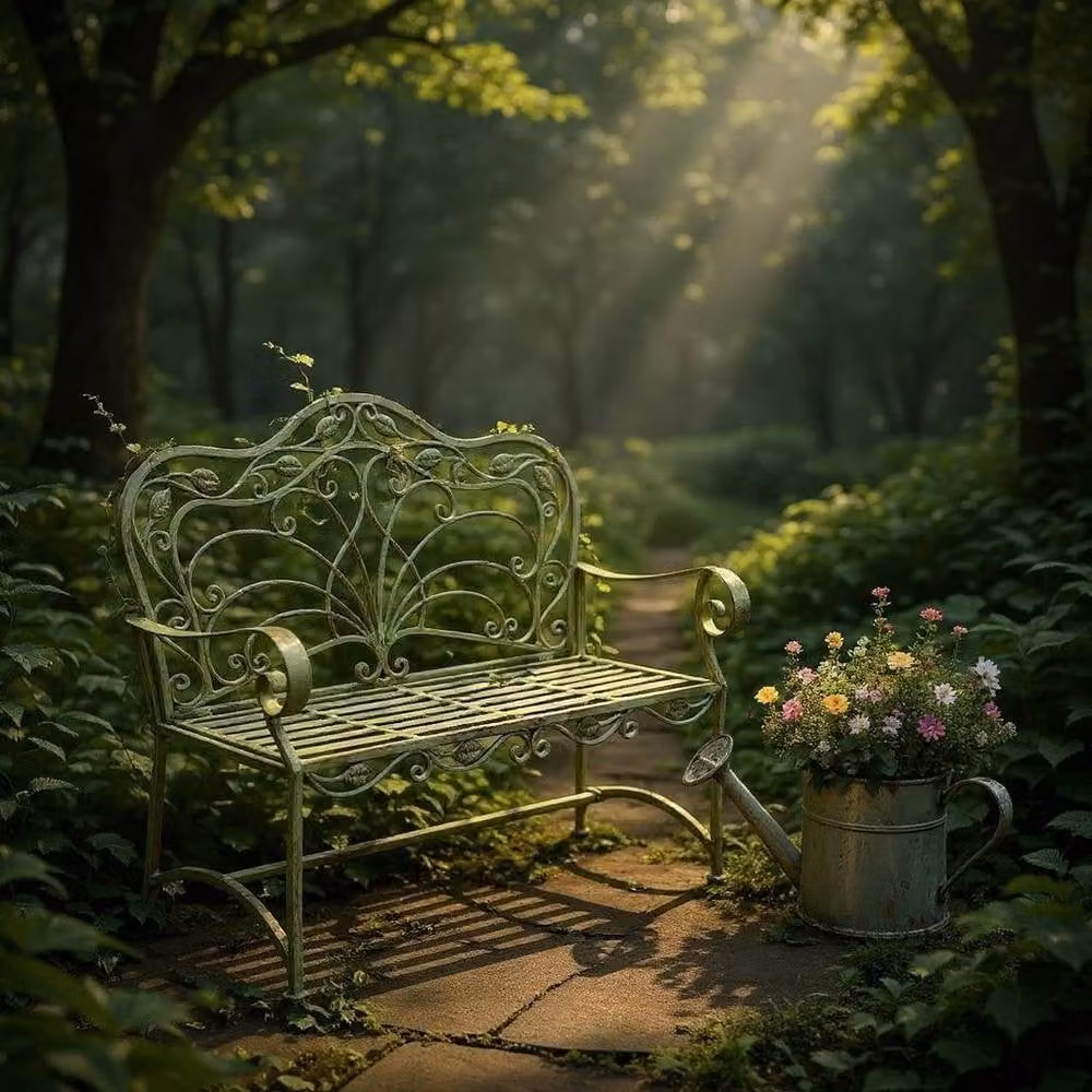Minster Classic Metal Garden Bench in Matt Leaf Green, W115 x D58 x H96 cm – 3