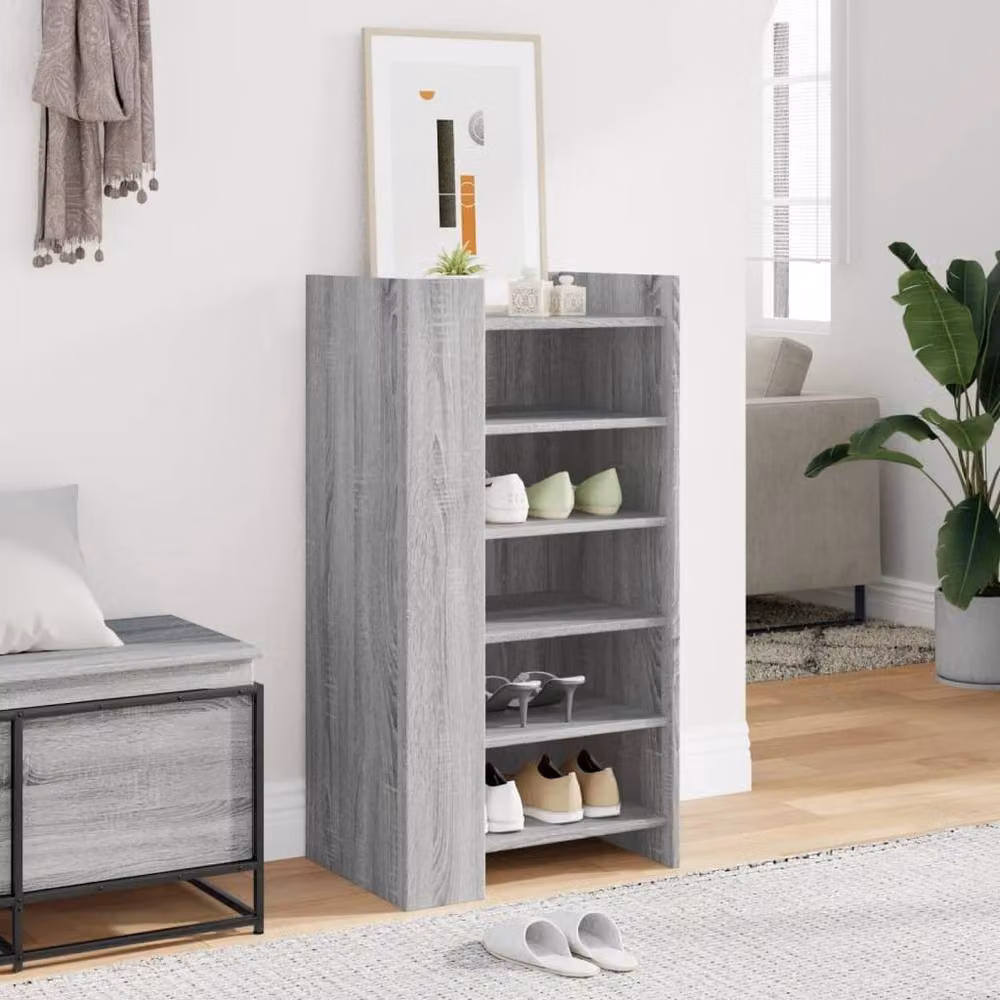 Berkfield Home Modern Grey Shoe Cabinet with Internal Shelves, W: 52 cm, D: 37.5 cm, H: 100 cm – 2
