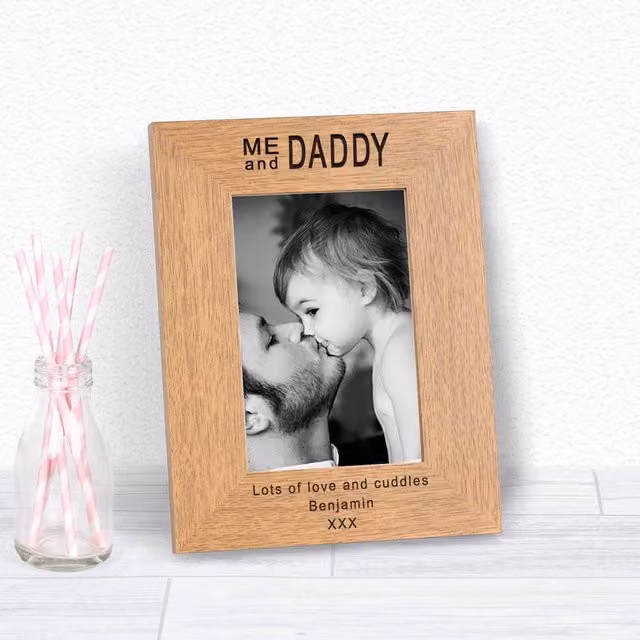 Uniqueful Personalised Me & Daddy Wood Picture Frame, Brown, 7x5 in