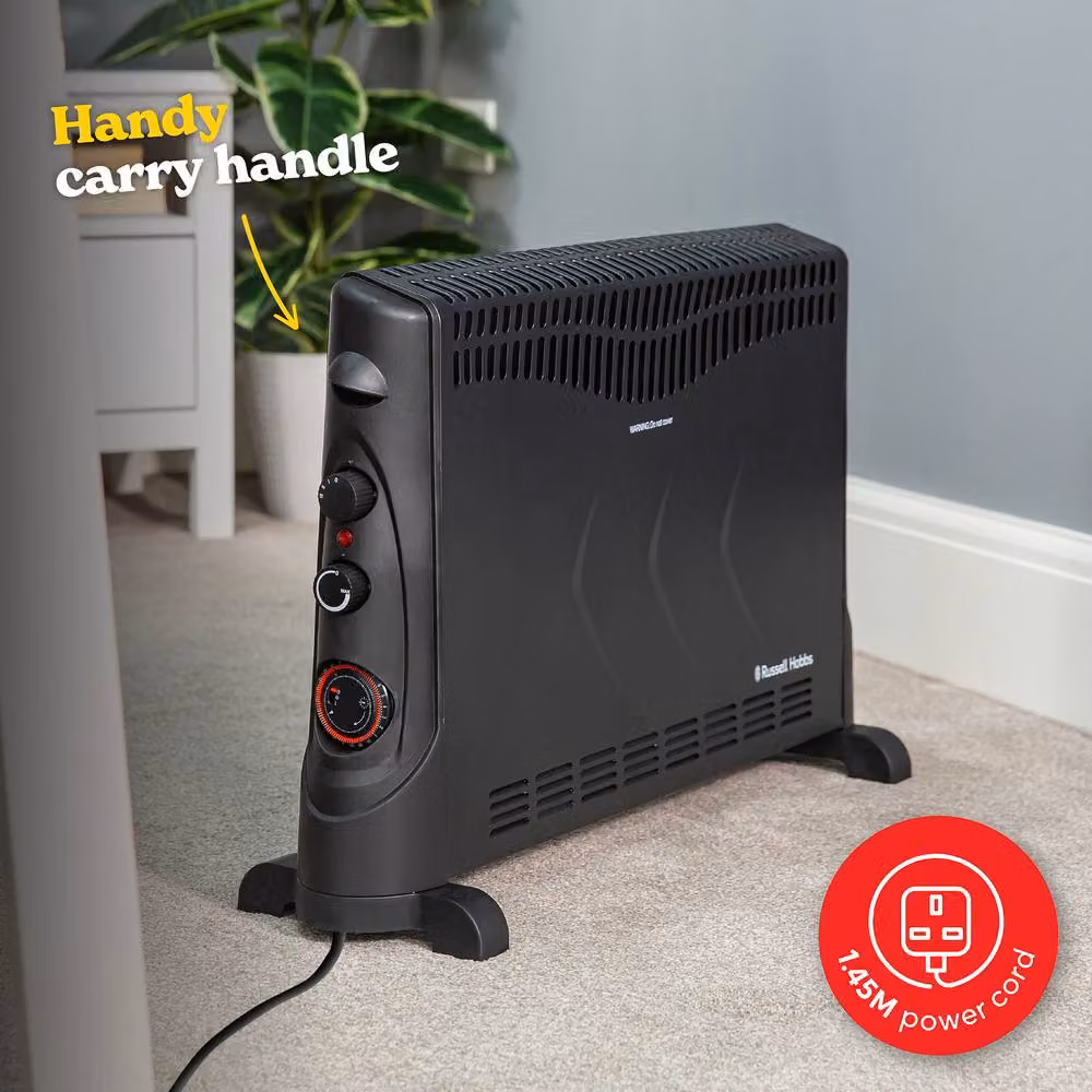 Russell Hobbs RHCVH4002B 2000W Electric Convector Heater in Black with 3 Heat Settings, Adjustable Thermostat and Overheat Protection – 5