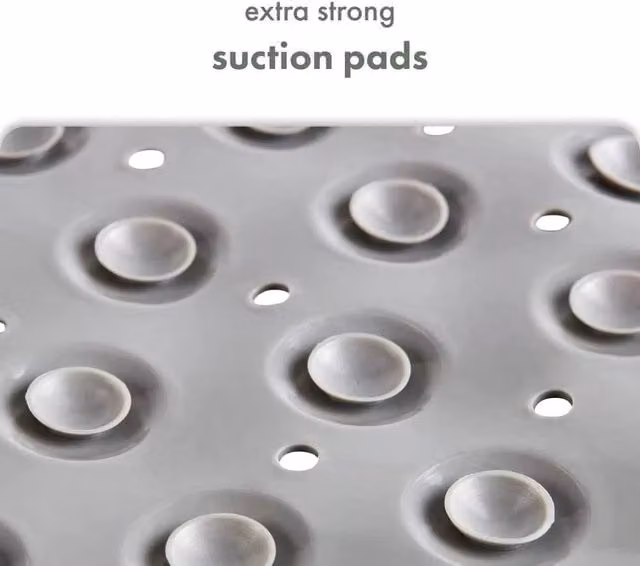VOGREX Quadrant Anti-Slip Rubber Shower Mat with Suction Safety in Grey